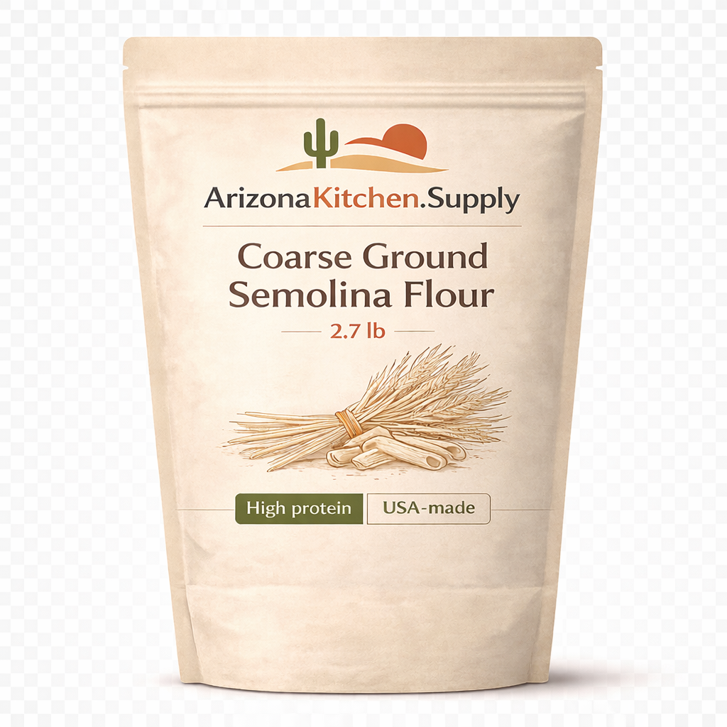 Coarse Ground Semolina Flour – 2.7 lb – High Protein, USA‑Made Premium Durum Wheat Flour for Pasta, Bread & Artisanal Baking, By Arizona Kitchen Supply