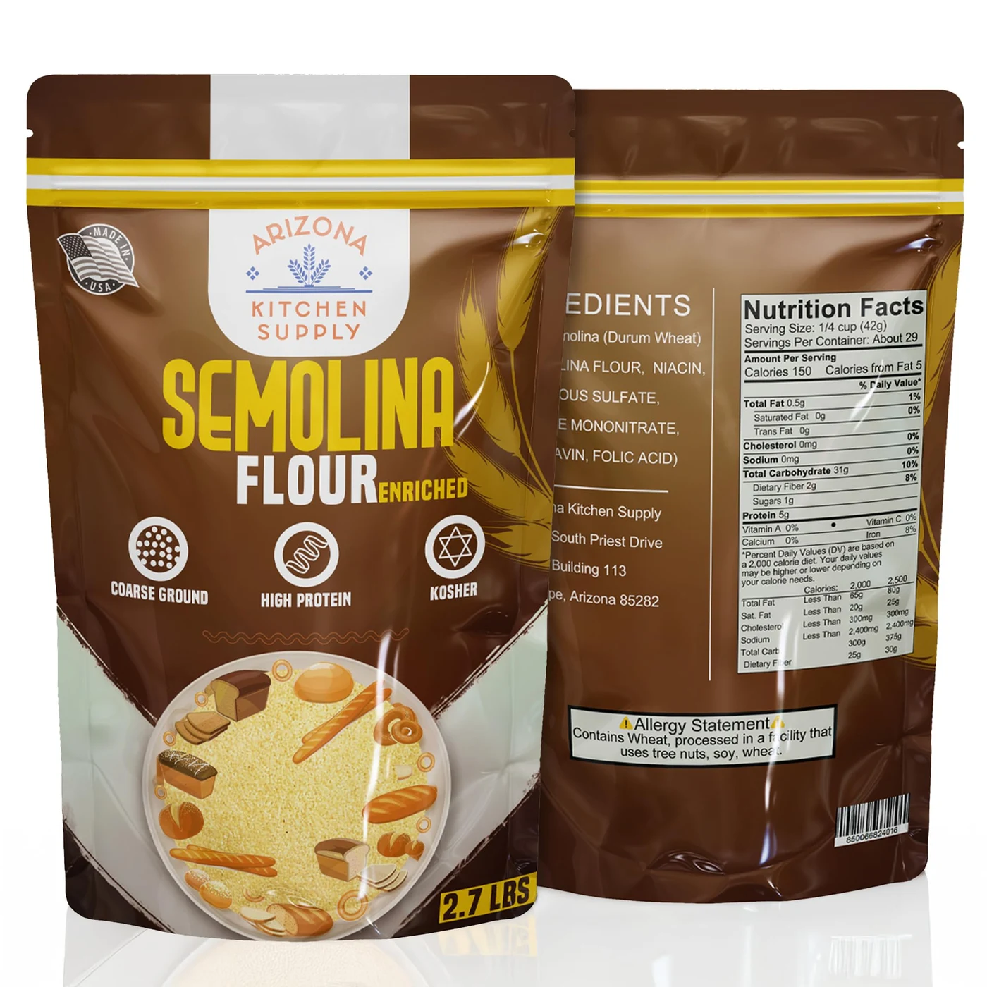 Arizona Kitchen Supply semolina flour pouch