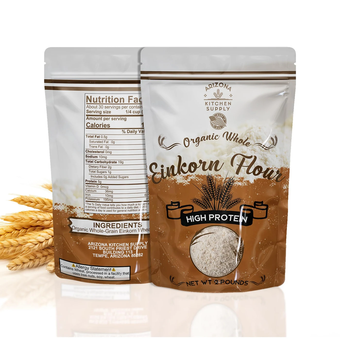 Arizona Kitchen Supply organic einkorn flour pouch