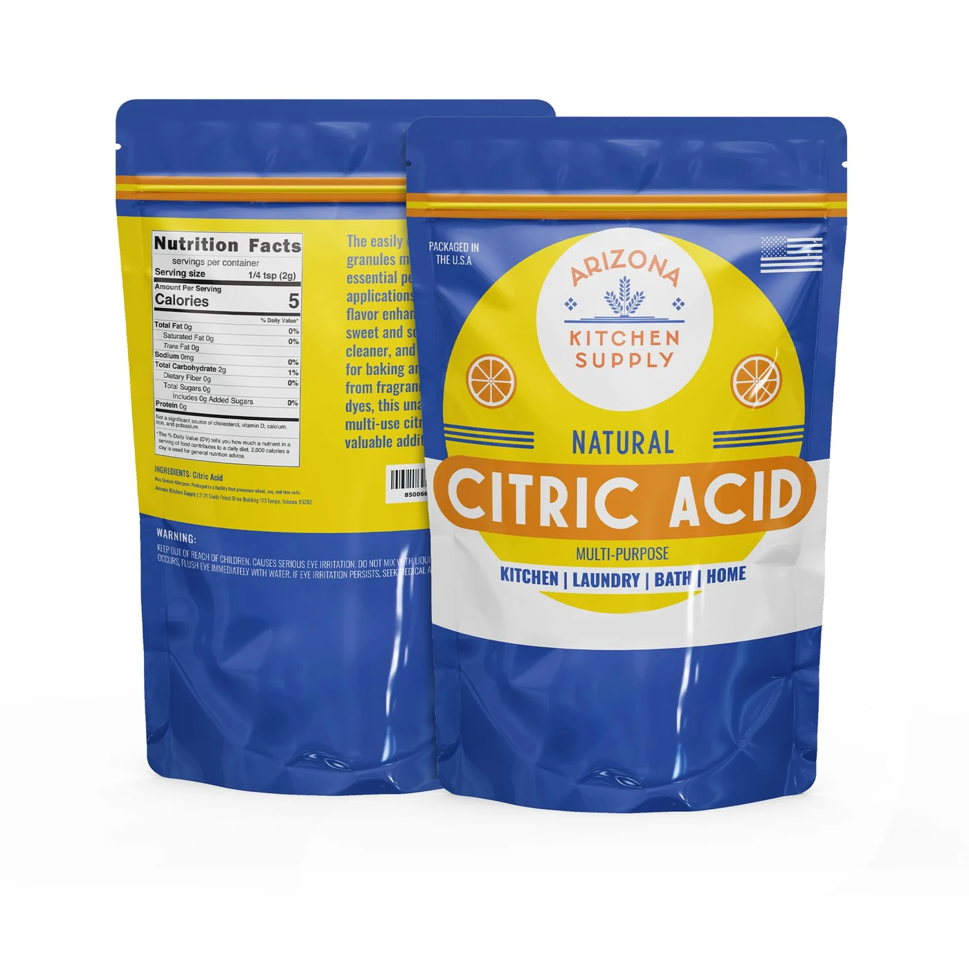 Arizona Kitchen Supply food grade citric acid pouch